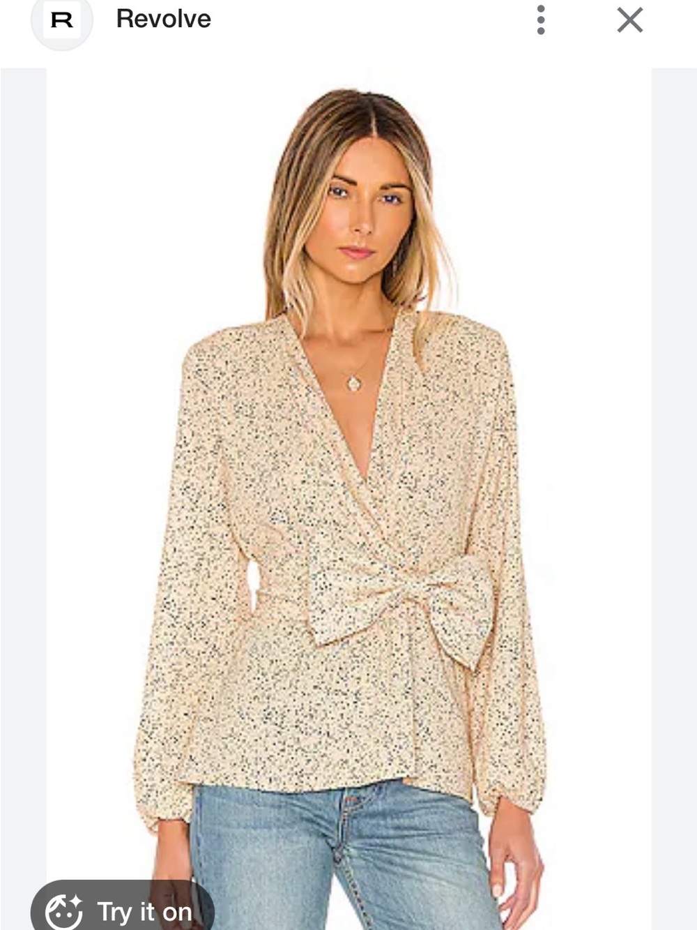 REVOLVE Champagne Blouse with Bow Belt